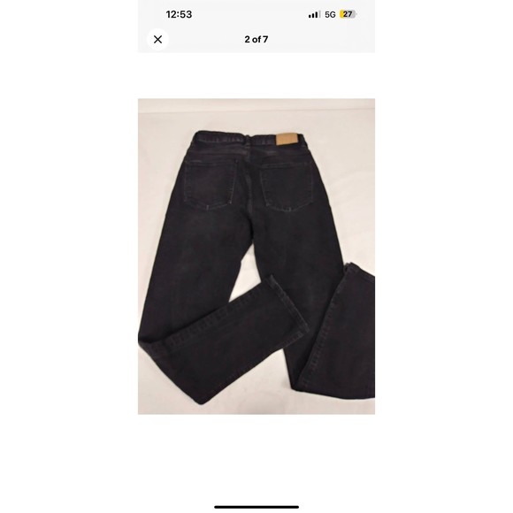 ZARA High Rise Straight Leg Mom Jeans Black Slit Ankle Size 10 Skinny Denim - Picture 2 of 6